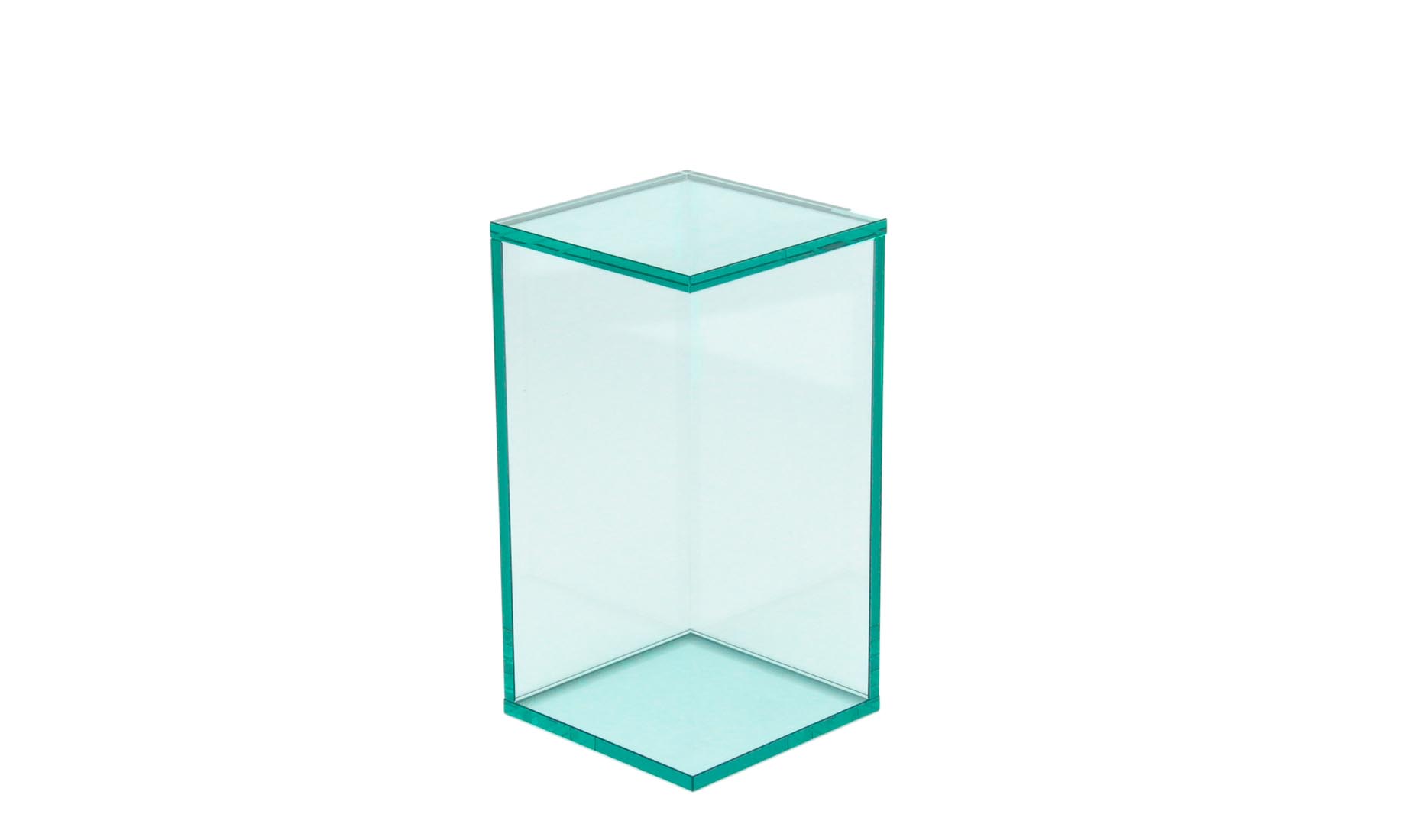QUADER-OPEN-II Glas-Dekosäulen, Glas-Deko, Glas-Ecktische