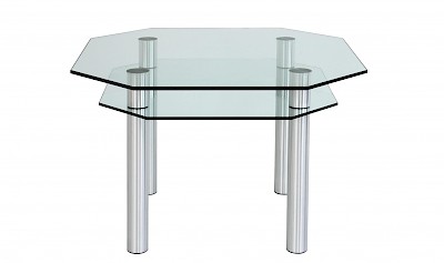 Esstische mit Glasablage nach Maß - Glas Oktagon-Form, Satinato, Weißglas